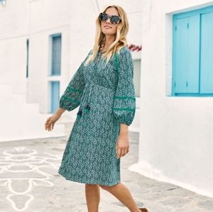 Boden Heidi Jersey Dress Peasant Sleeves